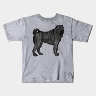 Cute Black Sharpei Dog Kids T-Shirt